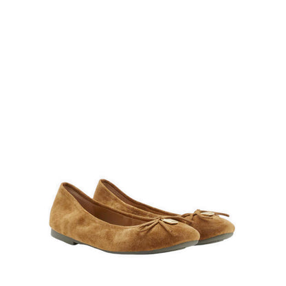 Daria Accented Suede Bow Flats - Brown