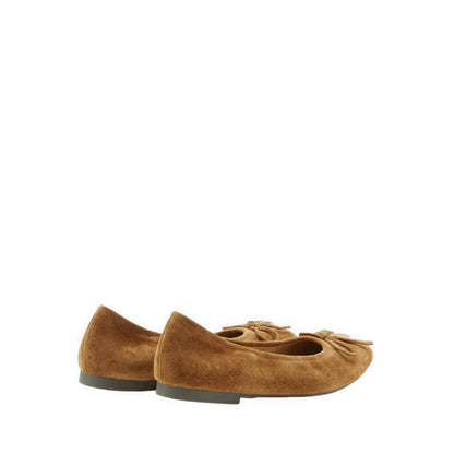 Daria Accented Suede Bow Flats - Brown
