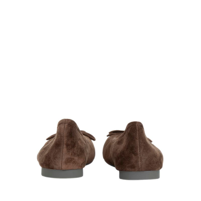 Daria Accented Suede Bow Flats - Brown