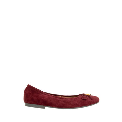Daria Accented Suede Bow Flats - Maroon