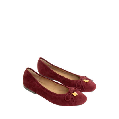 Daria Accented Suede Bow Flats - Maroon