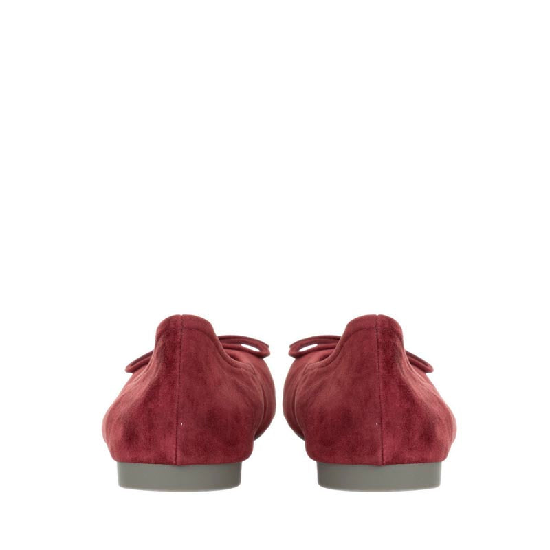 Daria Accented Suede Bow Flats - Maroon
