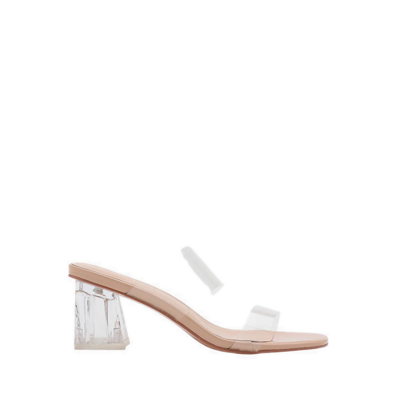 Pazzion Women's Alexandra Neutral Clear Strap Heels - Natural