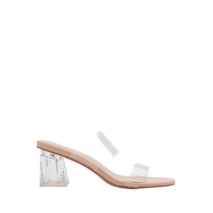 Pazzion Women's Alexandra Neutral Clear Strap Heels - Natural