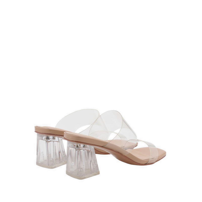 Pazzion Women's Alexandra Neutral Clear Strap Heels - Natural