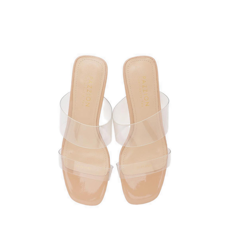 Pazzion Women's Alexandra Neutral Clear Strap Heels - Natural