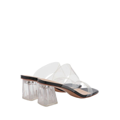 Pazzion Women's Alexandra Neutral Clear Strap Heels - Black