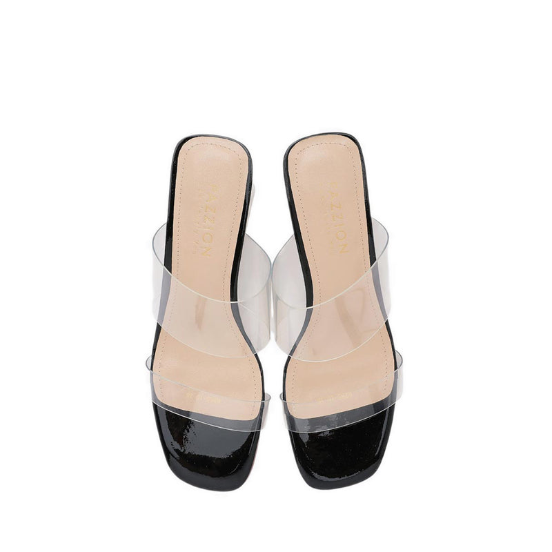 Pazzion Women's Alexandra Neutral Clear Strap Heels - Black
