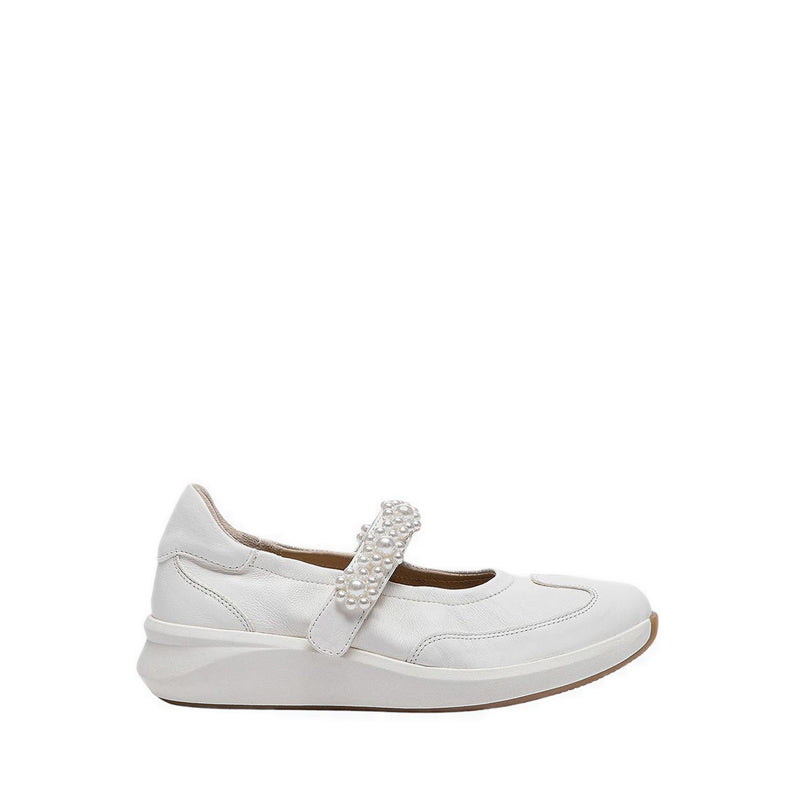 Pazzion Women's Arlise Pearl Embellished Leather Mary Janes - White