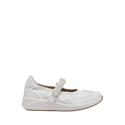 Pazzion Women's Arlise Pearl Embellished Leather Mary Janes - White