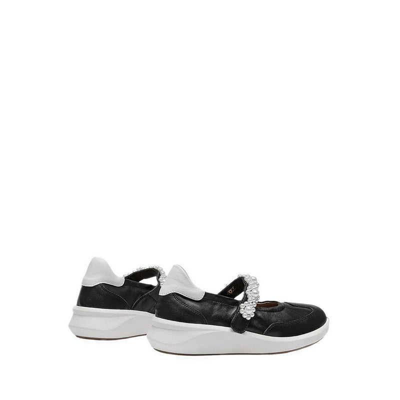 Pazzion Women's Arlise Pearl Embellished Leather Mary Janes - Black