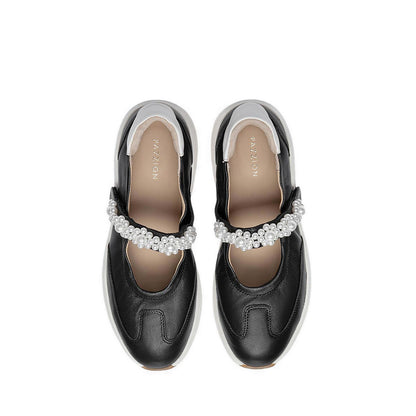 Pazzion Women's Arlise Pearl Embellished Leather Mary Janes - Black