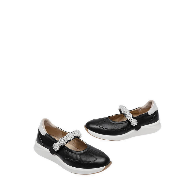 Pazzion Women's Arlise Pearl Embellished Leather Mary Janes - Black