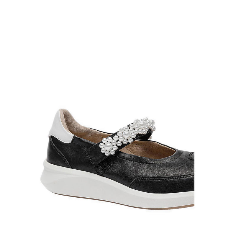 Pazzion Women's Arlise Pearl Embellished Leather Mary Janes - Black