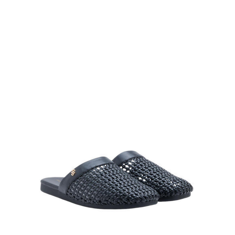 Ayanna Woven Slip-On Mules - Black