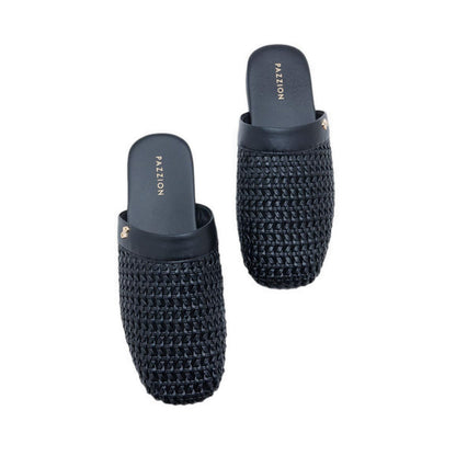 Ayanna Woven Slip-On Mules - Black
