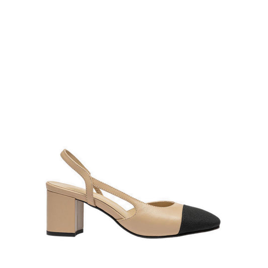 Blythe Contrast Toe Cap Flats - Natural