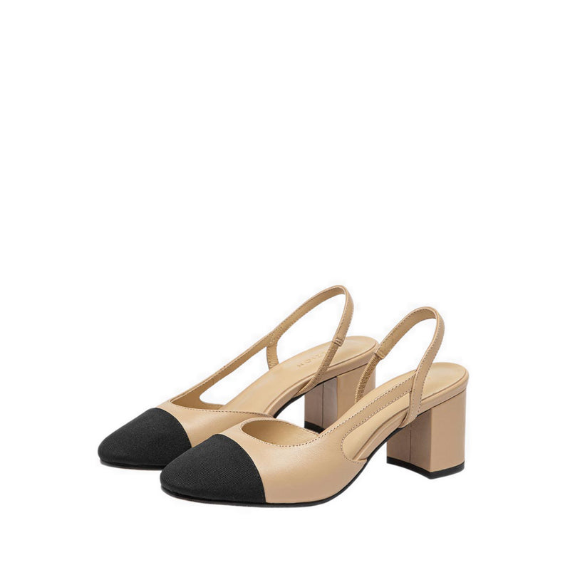 Blythe Contrast Toe Cap Flats - Natural