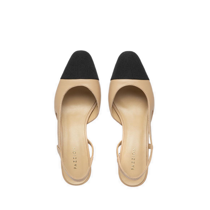 Blythe Contrast Toe Cap Flats - Natural