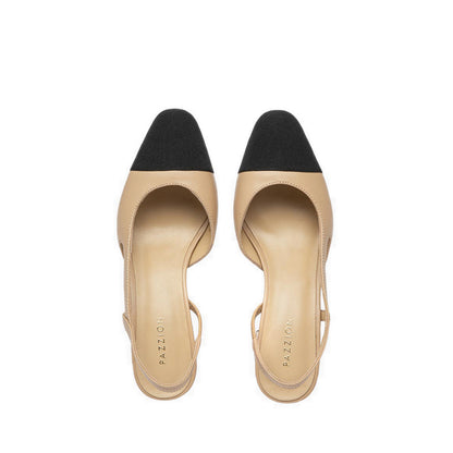 Blythe Contrast Toe Cap Flats - Natural