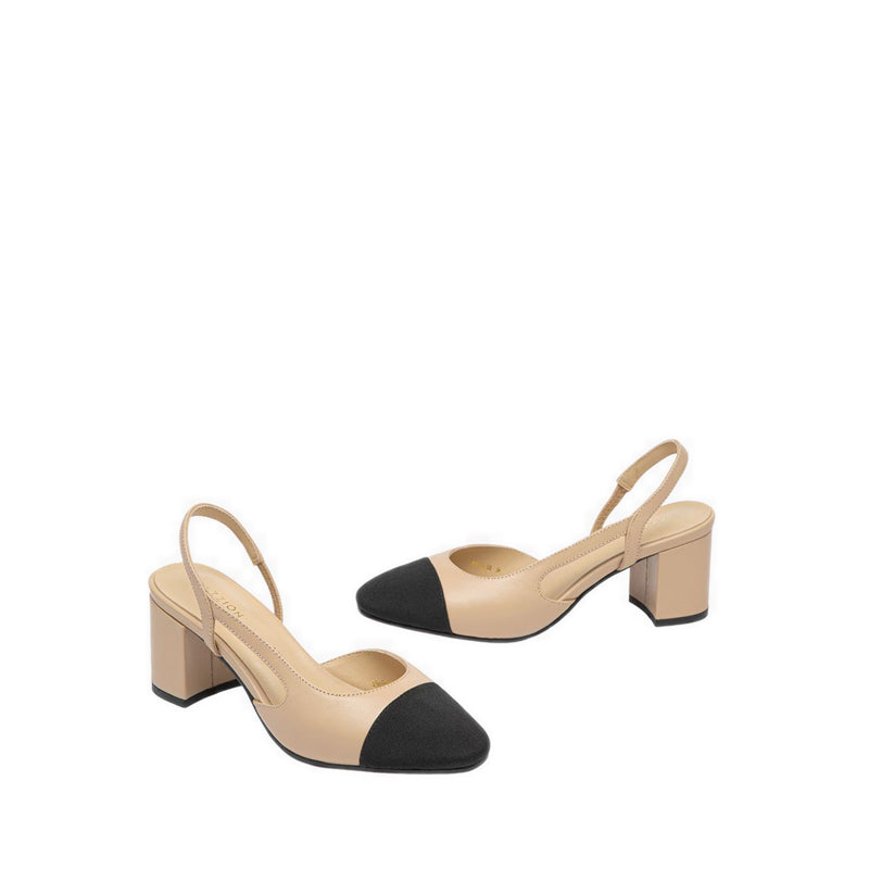 Blythe Contrast Toe Cap Flats - Natural