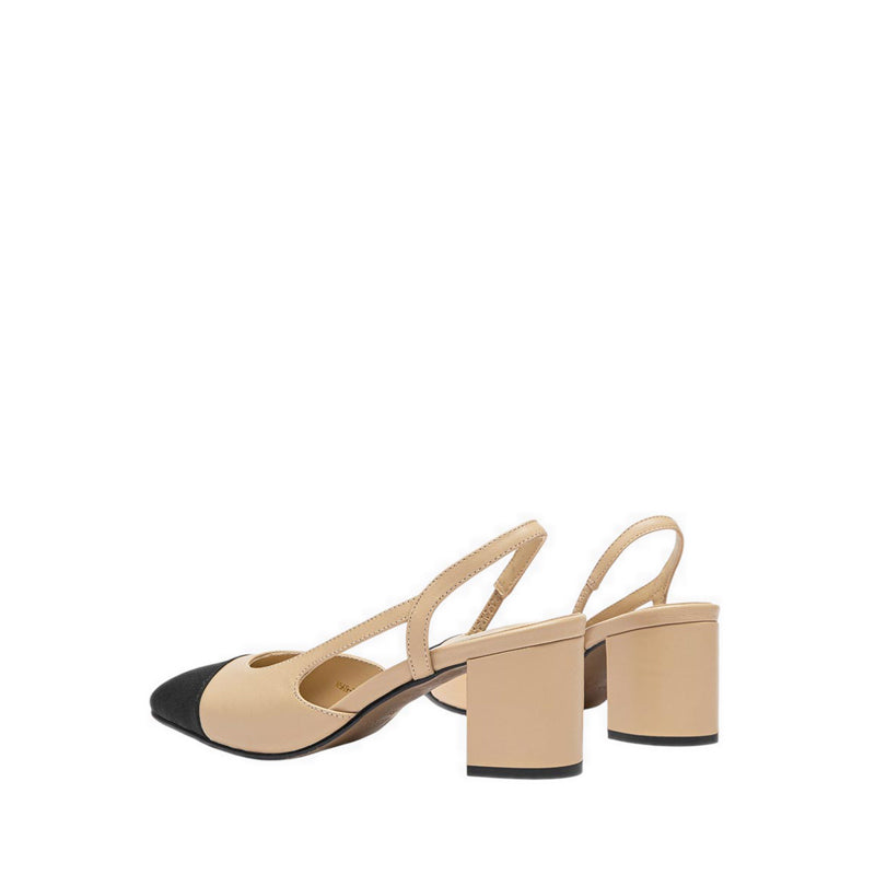 Blythe Contrast Toe Cap Flats - Natural