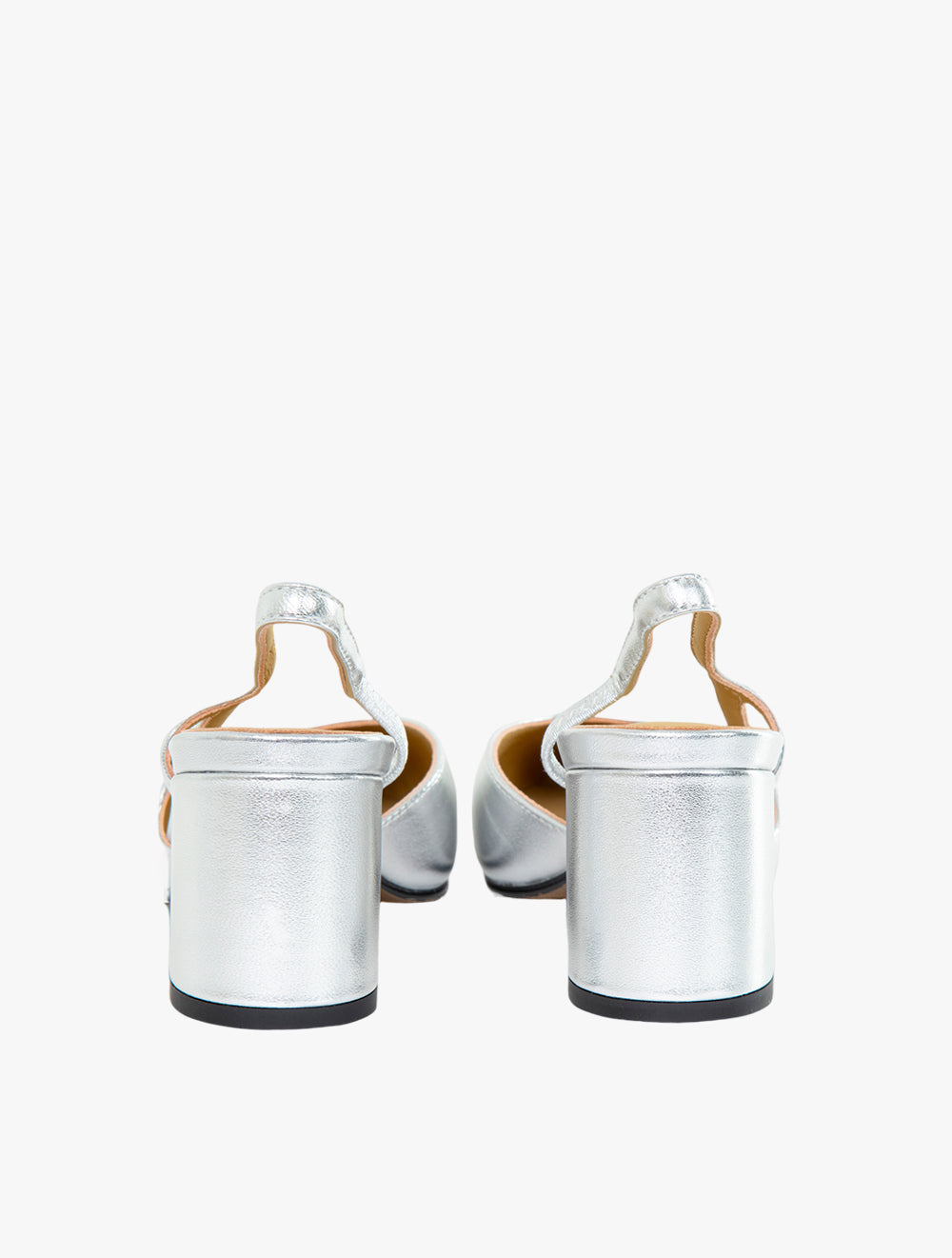 Blythe Contrast Toe Cap Black Heels - Silver