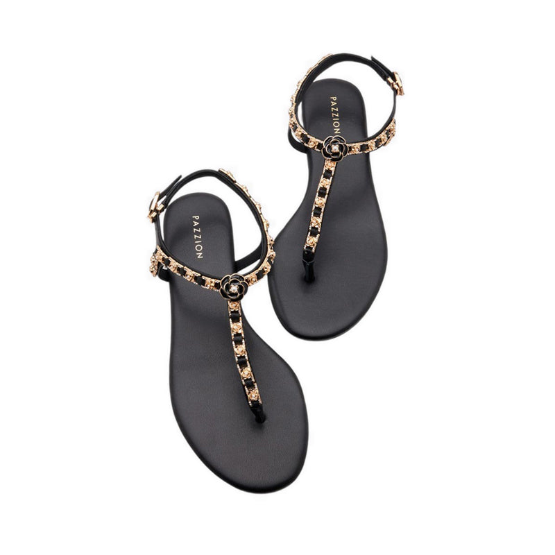 Women's Camelia Embellished T-bar Sandals - Black
