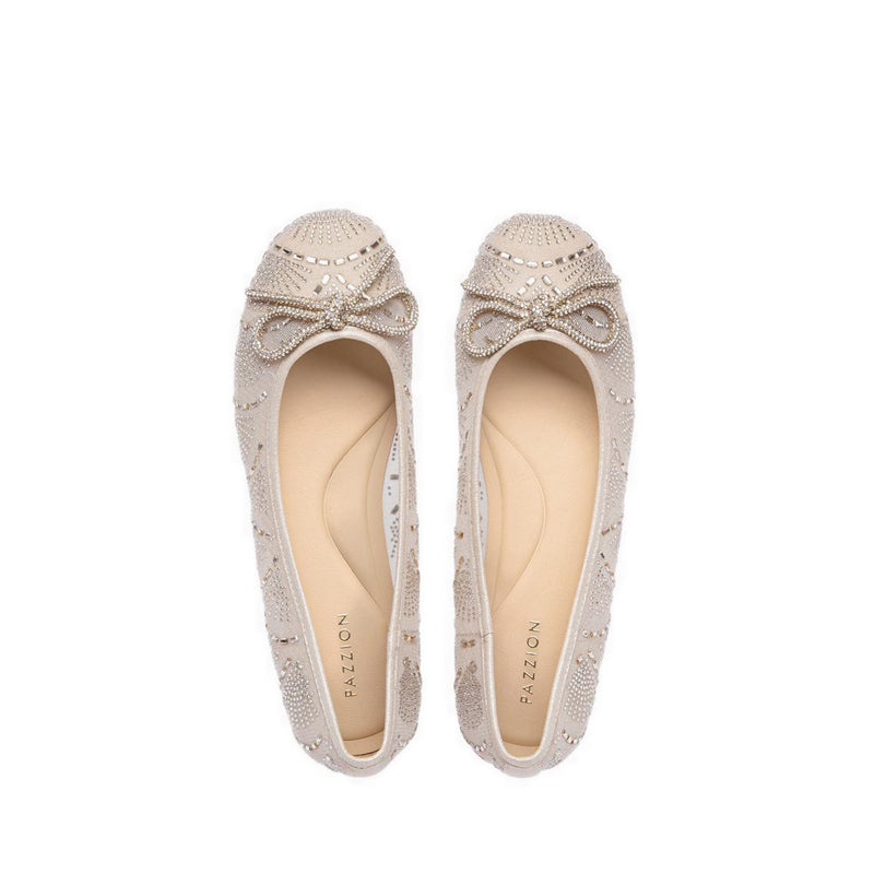 Women's Celeska Crystal Bow Flats - Natural