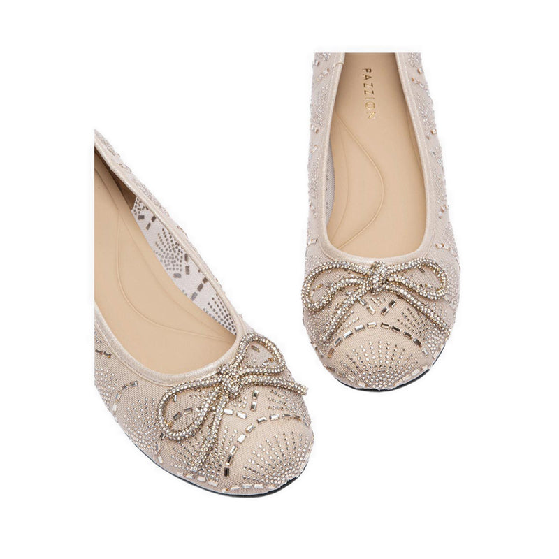 Women's Celeska Crystal Bow Flats - Natural
