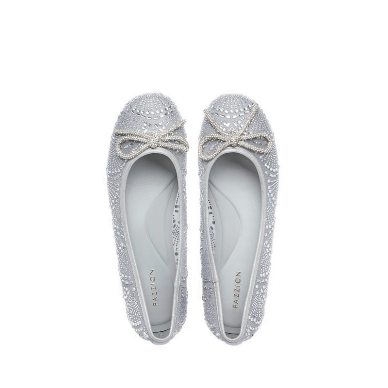 Women's Celeska Crystal Bow Flats - Grey