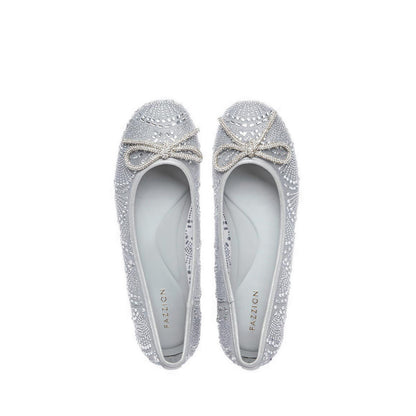 Women's Celeska Crystal Bow Flats - Grey