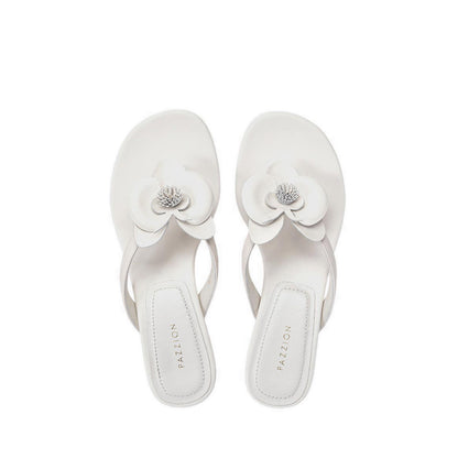 Women's Davielle Orchid Leather Sandal Heels - Beige