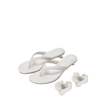 Women's Davielle Orchid Leather Sandal Heels - Beige