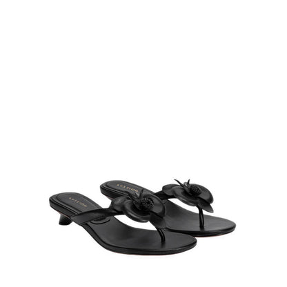 Women's Davielle Orchid Leather Sandal Heels - Black
