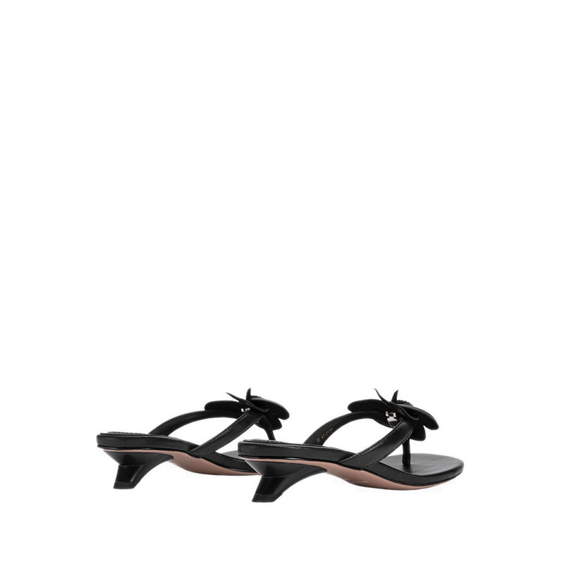 Women's Davielle Orchid Leather Sandal Heels - Black