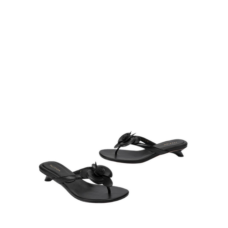 Women's Davielle Orchid Leather Sandal Heels - Black