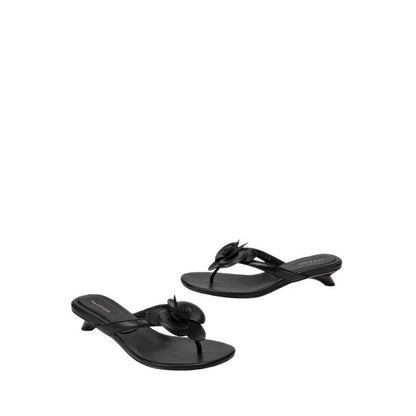 Women's Davielle Orchid Leather Sandal Heels - Black