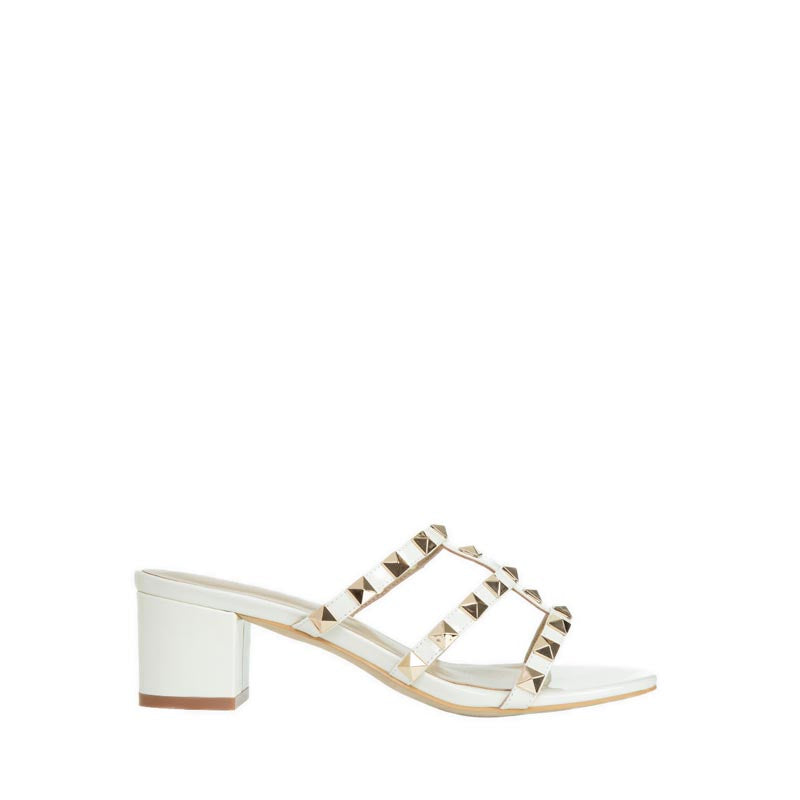 Pazzion Women's Dion Studded Slide Sandals - White