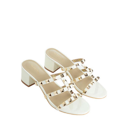 Pazzion Women's Dion Studded Slide Sandals - White