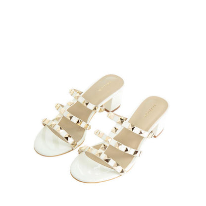 Pazzion Women's Dion Studded Slide Sandals - White