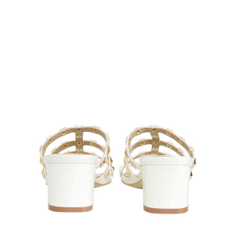 Pazzion Women's Dion Studded Slide Sandals - White