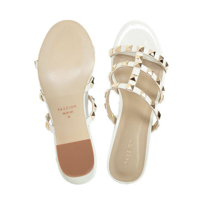 Pazzion Women's Dion Studded Slide Sandals - White