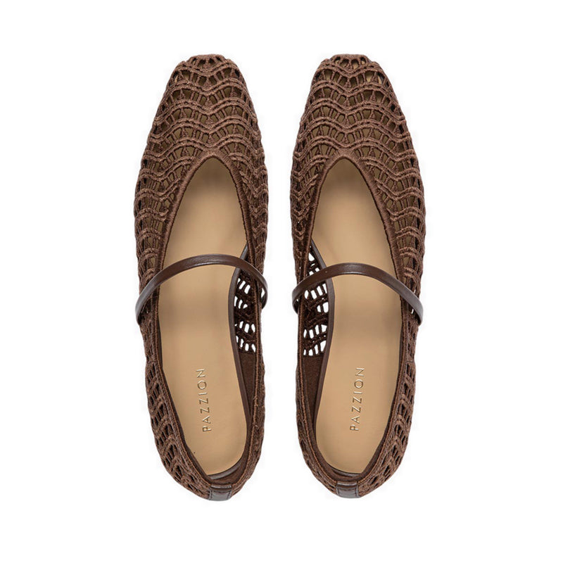 Pazzion Women's Dovira Woven Embossed Flats - Brown
