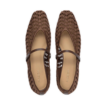 Pazzion Women's Dovira Woven Embossed Flats - Brown