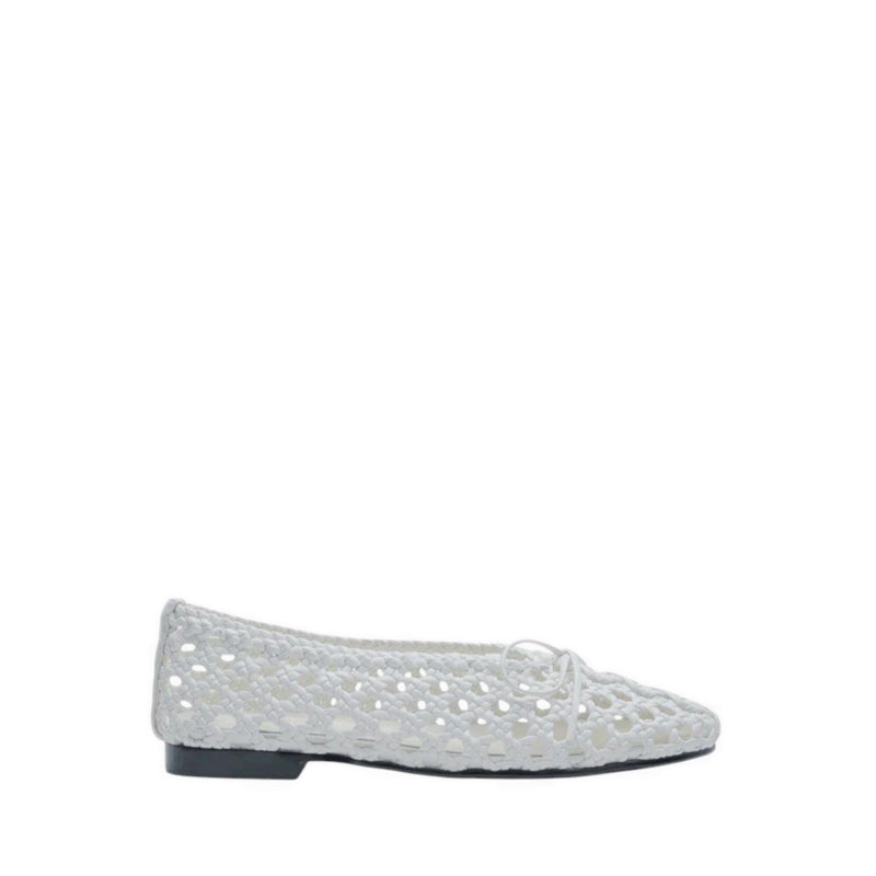 Enya Woven Bow Flats - White