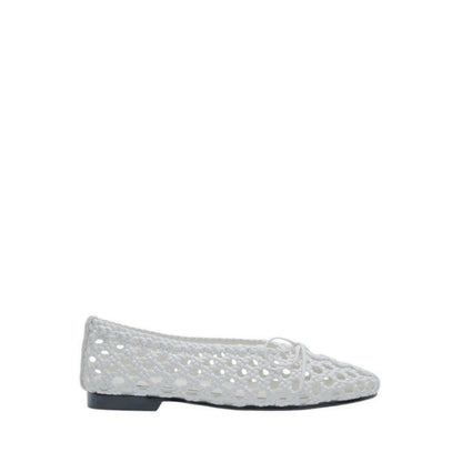 Enya Woven Bow Flats - White
