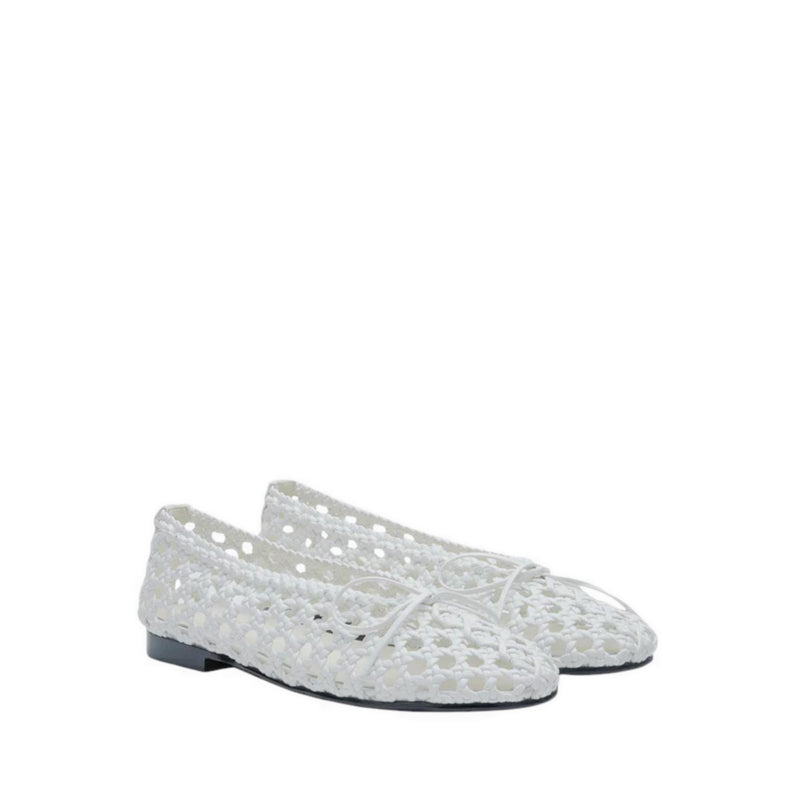 Enya Woven Bow Flats - White