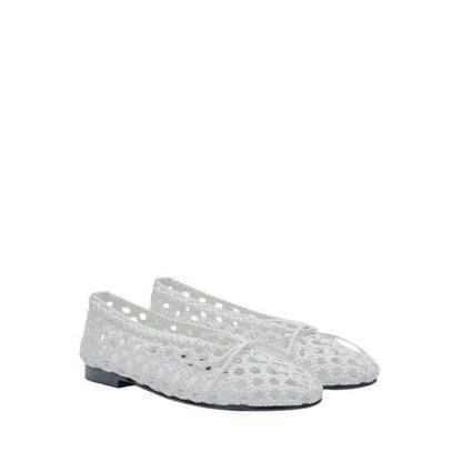 Enya Woven Bow Flats - White