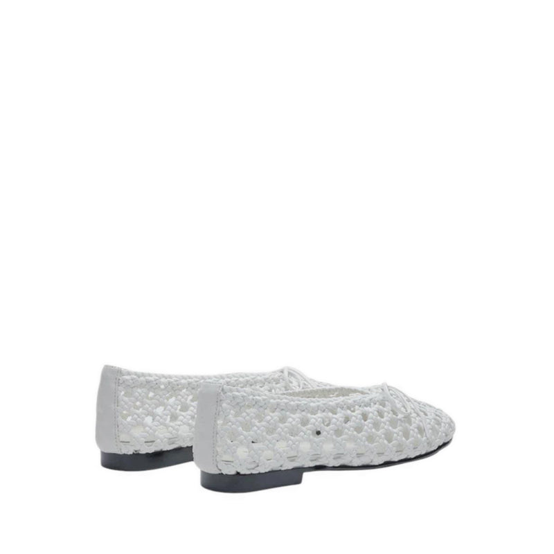 Enya Woven Bow Flats - White